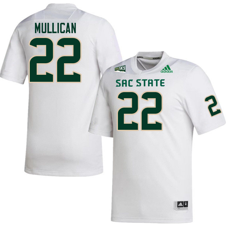 Sacramento State Hornets #22 Elias Mullican College Football Jerseys Stitched Sale-White